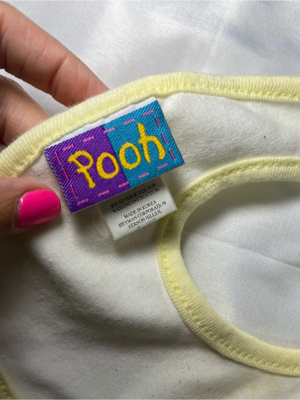 Vintage 90s Winnie‎ The Pooh Baby Bib Yellow Balloons One Hundred Acre OS Disney